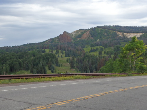 GDMBR: Coasting downhill on CO-17 (too cool to pedal).